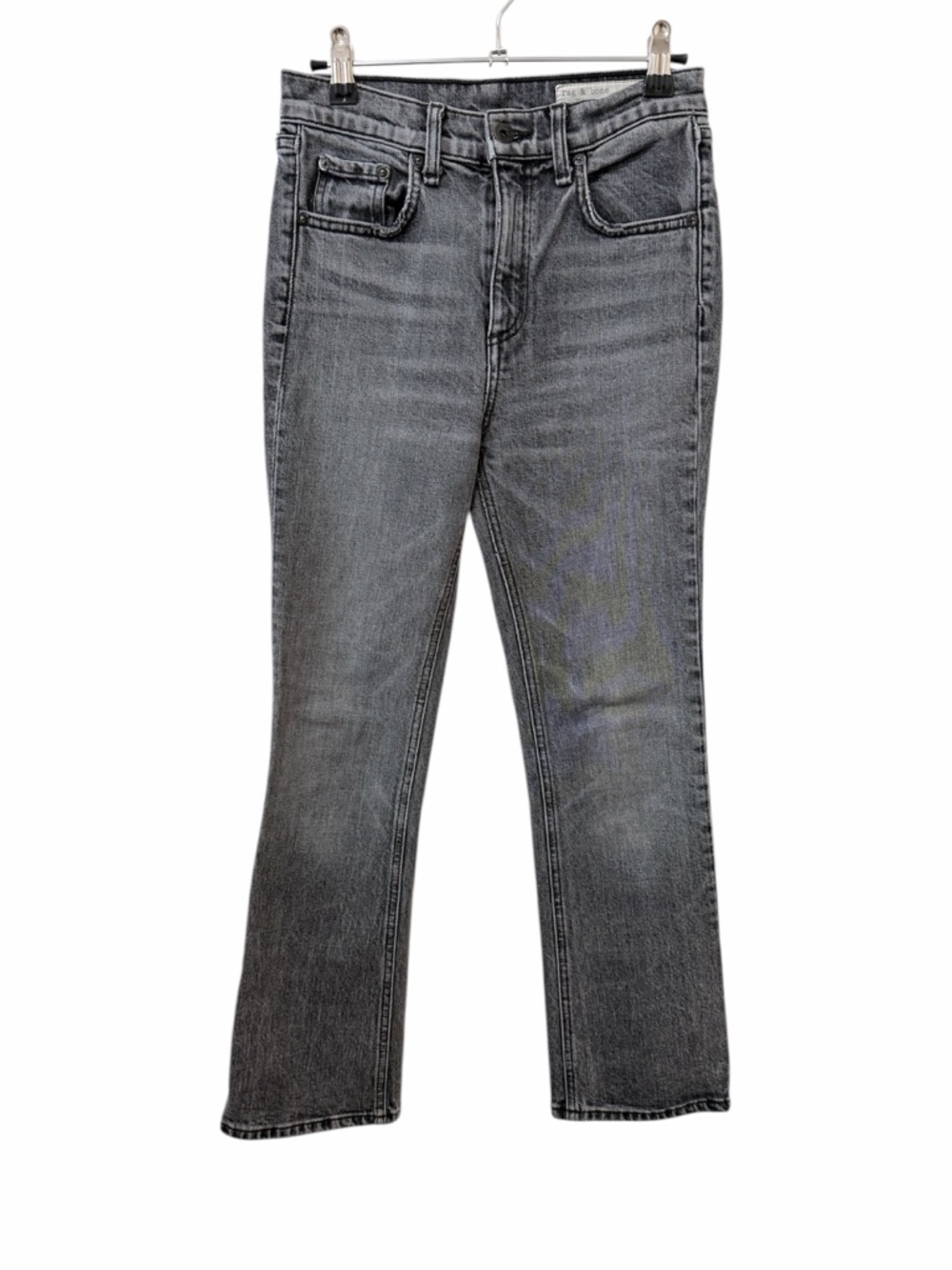 Rag & Bone Straight Leg Jeans Grey Washed Black Minimalist Size 25